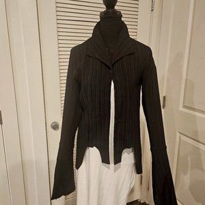 black ribbed goth shirt. over the hand web sleeve